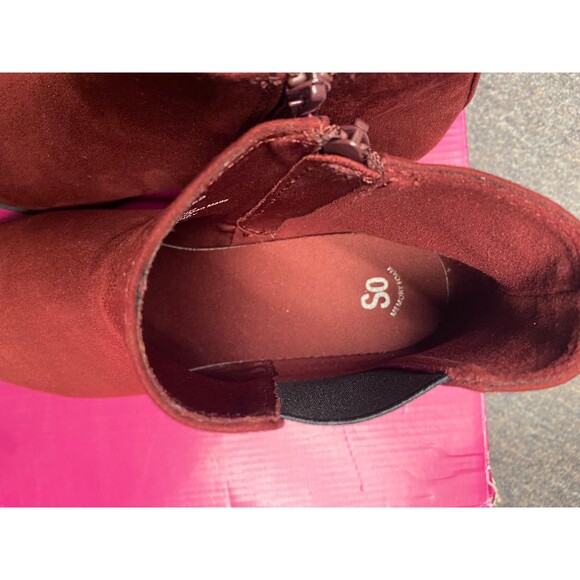 So Memory Foam Burgundy Ankle Boot 9 1/2 Med - Picture 5 of 9
